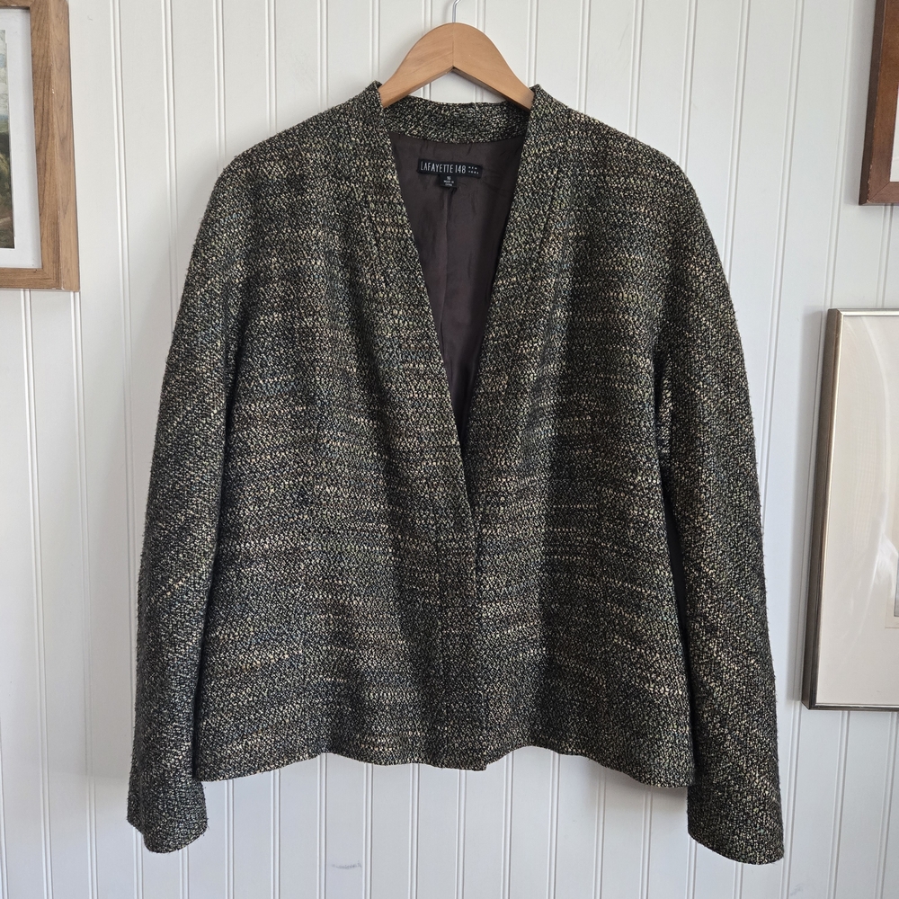 Lafayette 148 New York Women's Black and Gray Tweed Jacket